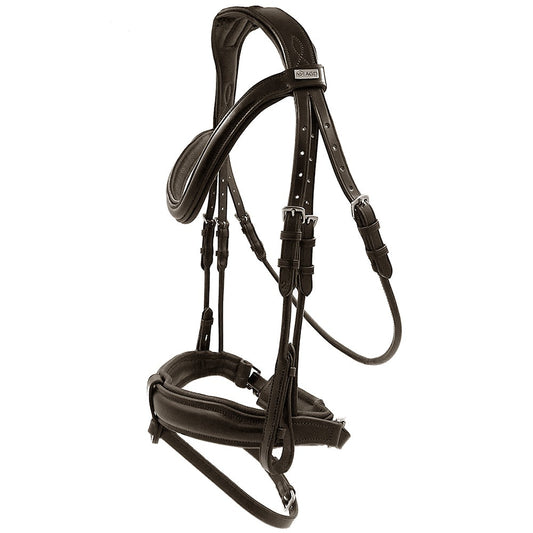 "BELLA ROSA" CLASSIC ENGLISH ROLLED DOUBLE BRIDLE - Clearance